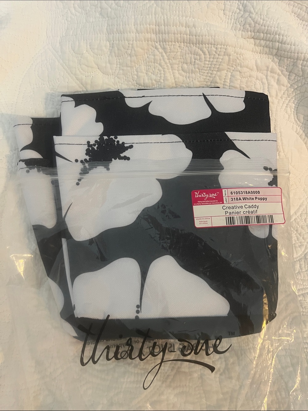 NWT thirty-one White Poppy Pattern Creative Caddy
